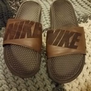 Nike | Shoes | Brown Nike Slides Size 2 